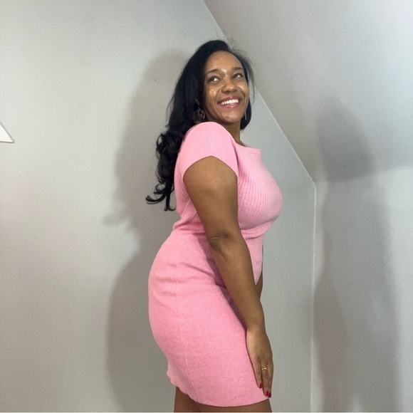 Victor Glemaud Pink Mini Dress Cashmere Sweater Knit Bodycon Barbie - Picture 4 of 13